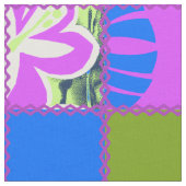 Pokii Hawaiian Floral and Dot Patchwork Stoff (Nahaufnahme)