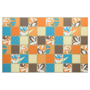 Pokii Hawaiian Floral and Dot Patchwork Stoff