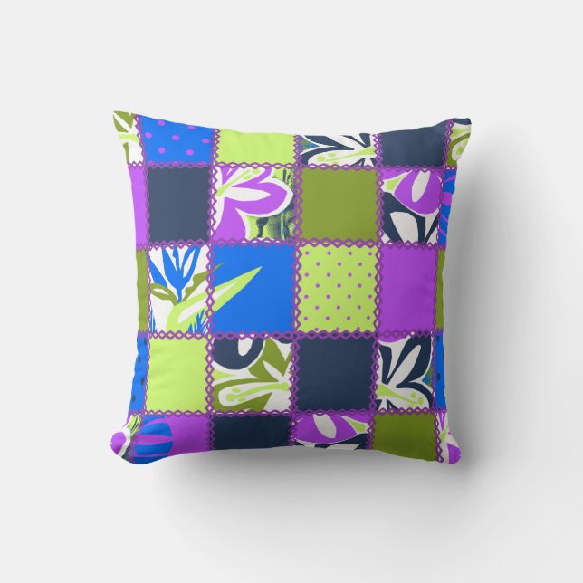 Pokii Hawaiian Patchwork Reversible Square Pillows Kissen (Vorderseite)