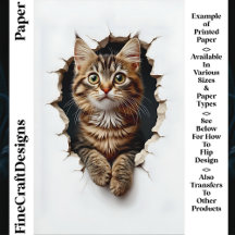 Poking Out Hole Tabby Cat CN6 Scrapbook Paper