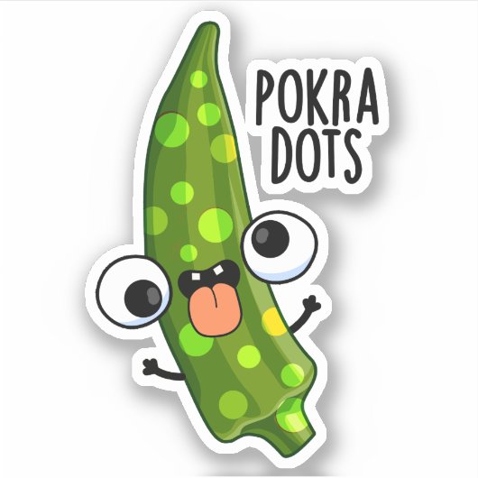 Pokra Dots Funny Okra Pun Aufkleber (Vorderseite)