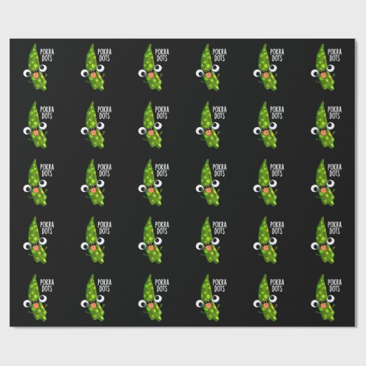 Pokra Dots Funny Okra Pun Dark BG Geschenkpapier (Flach)