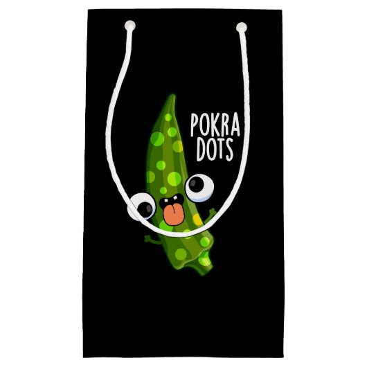 Pokra Dots Funny Okra Pun Dark BG Kleine Geschenktüte (Vorderseite)