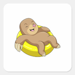 Pol beim Baden mit Lifebuoy Quadratischer Aufkleber