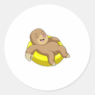 Pol beim Baden mit Lifebuoy Runder Aufkleber