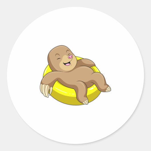 Pol beim Baden mit Lifebuoy Runder Aufkleber (Vorderseite)