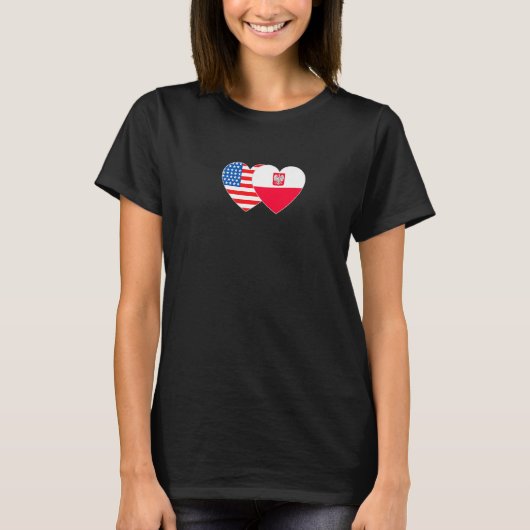 Poland and USA Flag Twin Heart for Polish American T-Shirt (Vorderseite)