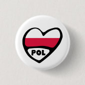 Poland Country Code Flag Heart Pin Badge, POL Button (Vorderseite)
