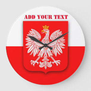 Poland Flag World Cup 2022 Football Soccer Polska Große Wanduhr