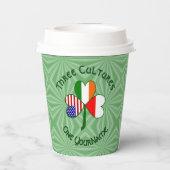 Poland Ireland USA Shamrock Flag Personalized Text Pappbecher (Rückseite)