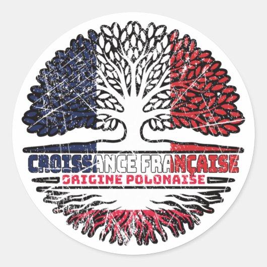 Poland Polish French France Tree Roots Flag Runder Aufkleber (Vorderseite)