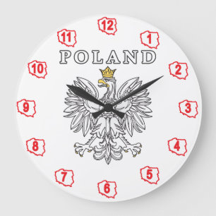 Poland With Polish Eagle Große Wanduhr