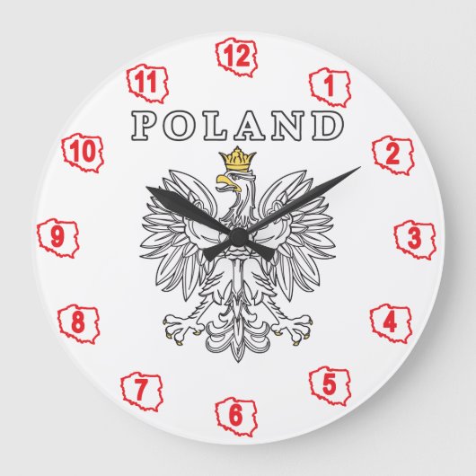 Poland With Polish Eagle Große Wanduhr (Vorderseite)