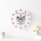 Poland With Polish Eagle Große Wanduhr (Zuhause)