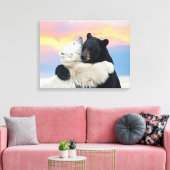 Polar and Black bear hugging Leinwanddruck (Insitu (Wohnzimmer))