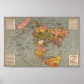Polar Azimuthal Äquidistant Flat Earth Air Map Poster (Vorne)