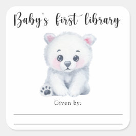 Polar baby bear - baby's first library quadratischer aufkleber