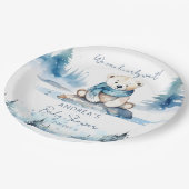 Polar Bär arke Winter Babydusche Vorlage Pappteller (Schrägansicht)