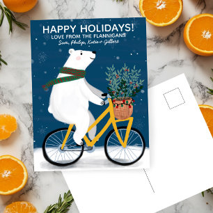 Polar Bär auf dem Bike Niedliche Weihnachtszeit Cu Feiertagspostkarte