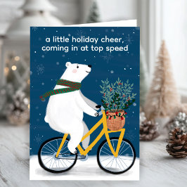 Polar Bär auf dem Bike Niedliche Weihnachtszeit Feiertagskarte