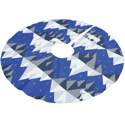 Polar Bär auf Iceberg Nahtloses Muster. Polyester Weihnachtsbaumdecke (Schrägansicht)