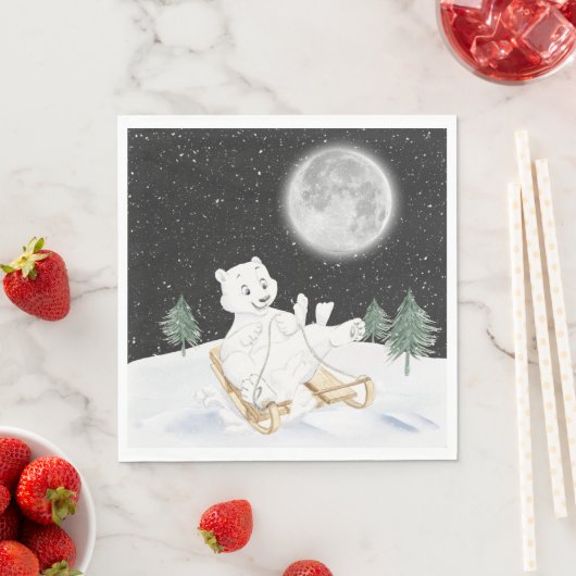 Polar-Bär auf Schlitten Serviette (Beispiel)