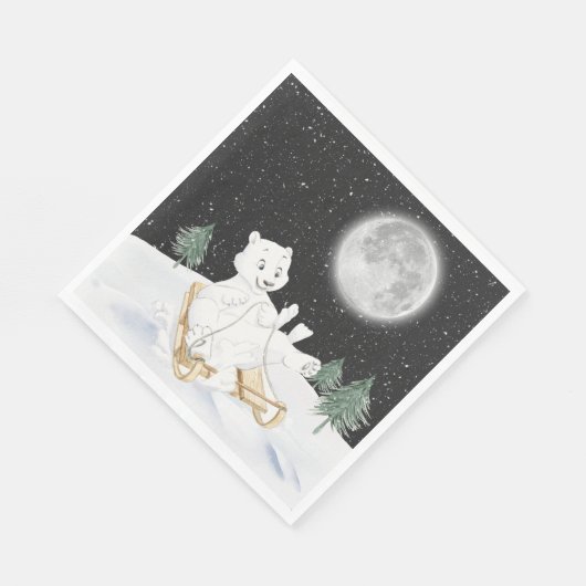 Polar-Bär auf Schlitten Serviette (Ecke)