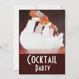 POLAR-BÄR-COCKTAILPARTY, weiß braun rot Einladung
