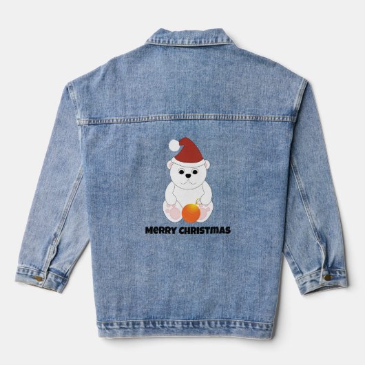 Polar Bär Frohe Weihnachts-Weihnachtsmannmütze Cus Jeansjacke (Rückseite)