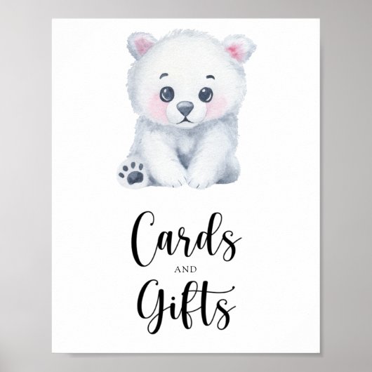 Polar Bär - Karten und Geschenke Babydusche Poster (Vorne)