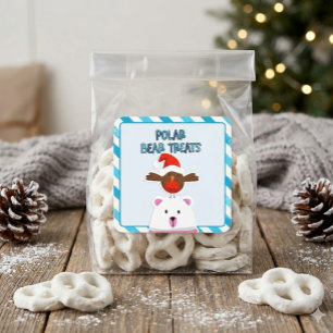 Polar-Bär-Leckereien Weihnachts-Quadrat-Aufkleber Quadratischer Aufkleber