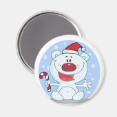 Polar Bär mit Candy Cane Weihnachten Magnet (Vorderseite/Rückseite)
