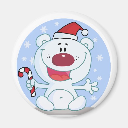 Polar Bär mit Candy Cane Weihnachten Magnet (Vorne)