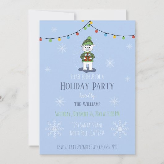 Polar Bär mit Geschenken Feiertag Einladung (Vorderseite)