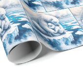 Polar Bär mit ihrem Keim auf einem Gletscher Geschenkpapier (Rolleneckpunkt)
