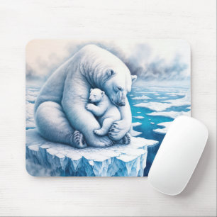Polar Bär mit ihrem Keim auf einem Gletscher Mousepad