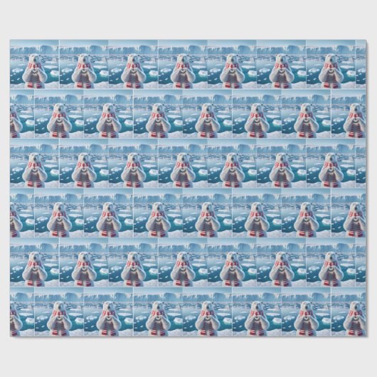 Polar Bär mit Pasten in Herzform Geschenkpapier (Flach)