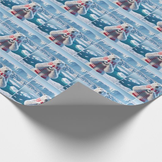 Polar Bär mit Pasten in Herzform Geschenkpapier (Ecke)