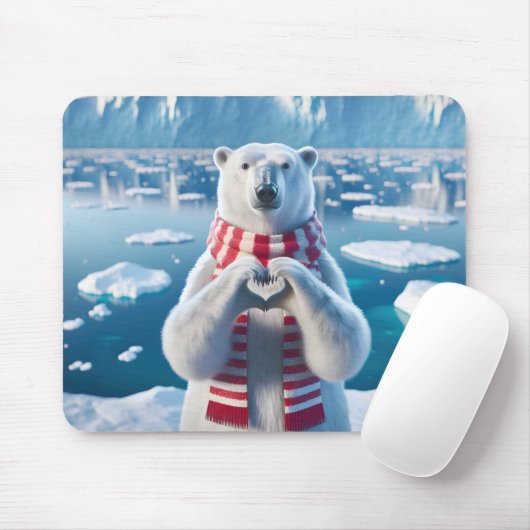 Polar Bär mit Pasten in Herzform Mousepad (Mit Mouse)