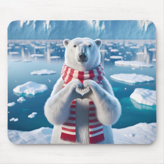 Polar Bär mit Pasten in Herzform Mousepad (Vorne)