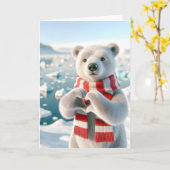 Polar Bär mit Paws als Herz Karte (Gelbe Blume)