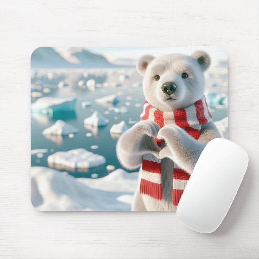 Polar Bär mit Paws als Herz Mousepad (Mit Mouse)