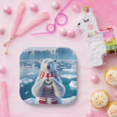Polar Bär mit Paws als Herz Pappteller (Party)