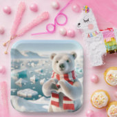 Polar Bär mit Paws als Herz Pappteller (Party)