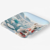 Polar Bär mit Paws als Herz Pappteller (Gewinkelt)