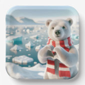 Polar Bär mit Paws als Herz Pappteller (Vorderseite)