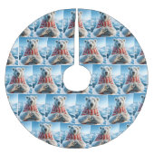 Polar Bär mit Paws als Herz Polyester Weihnachtsbaumdecke (Vorderseite)