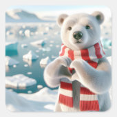Polar Bär mit Paws als Herz Quadratischer Aufkleber (Vorderseite)