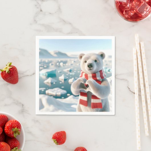 Polar Bär mit Paws als Herz Serviette (Beispiel)