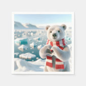 Polar Bär mit Paws als Herz Serviette (Vorderseite)